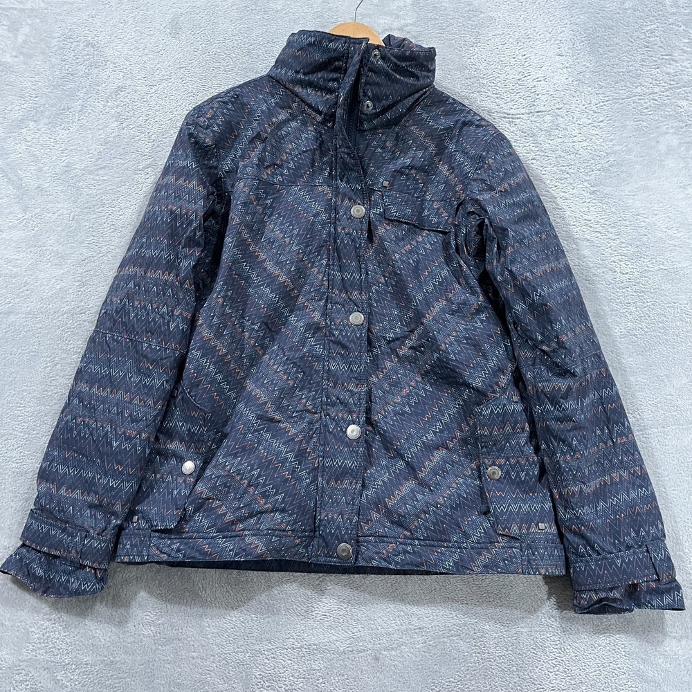 Columbia Jacket Womens Medium Omni-Tech Hooded‎ Coat Aztec Geometric Pattern